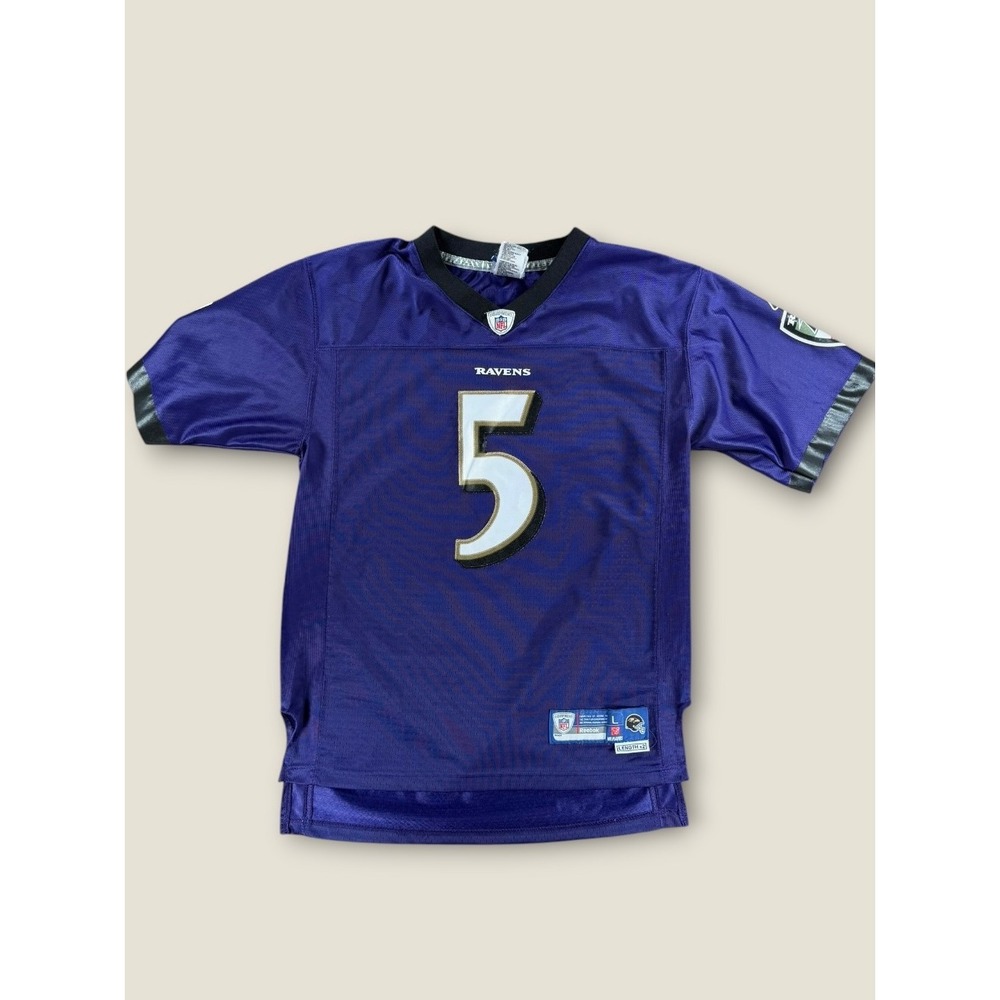 Reebok Joe Flacco Baltimore Ravens NFL Jersey Kids Large 14-16 Purple Football